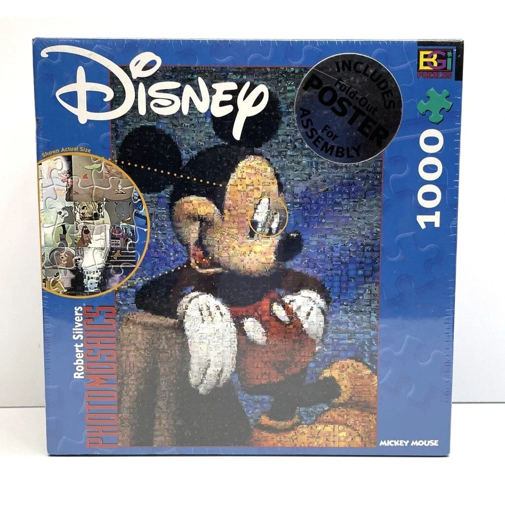 Disney Mickey Mouse Photomosaics 1000 Piece Puzzle & Poster Robert Silvers New